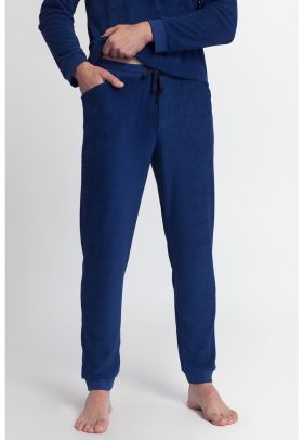 Pantaloni de casa din material terry - cu snur in talie