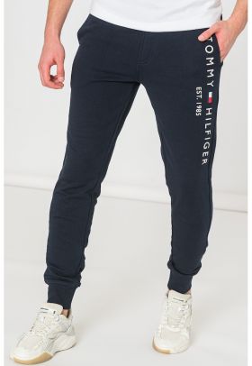 Pantaloni jogger cu snur si logo brodat