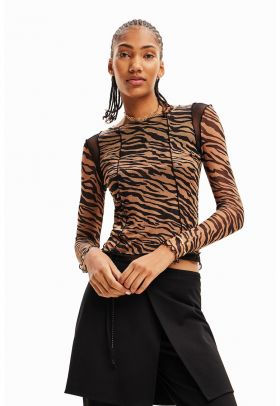 Bluza slim fit cu animal print