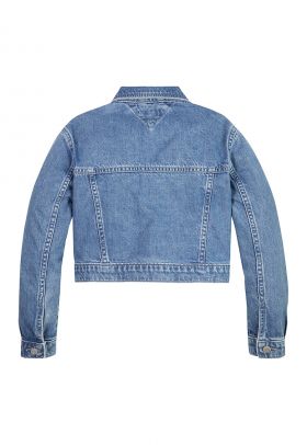 Jacheta crop din denim