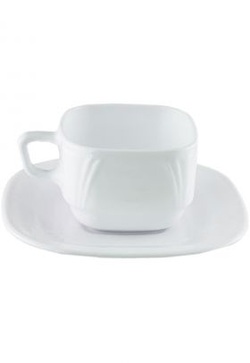 Set 12 piese cafea opal alb 220ml - forma patrata