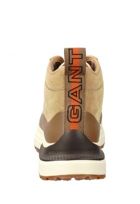 Pantofi sport mid-high de piele intoarsa si garnitura de piele