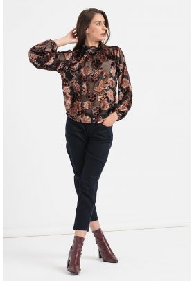 Bluza transparenta cu model floral