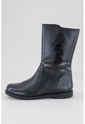 Cizme mid-calf de piele si piele intoarsa