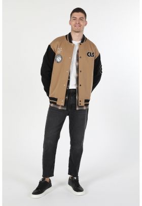 Jacheta varsity regular fit cu detalii brodate