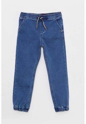 Pantaloni jogger de denim cu talie elastica