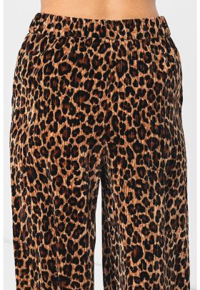 Pantaloni cu croiala ampla si animal print Accetto