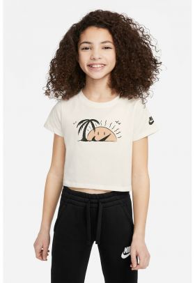 Tricou crop cu imprimeu Swoosh