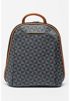 Rucsac de piele ecologica cu model geometric