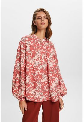 Bluza cu imprimeu floral si fenta cu nasturi