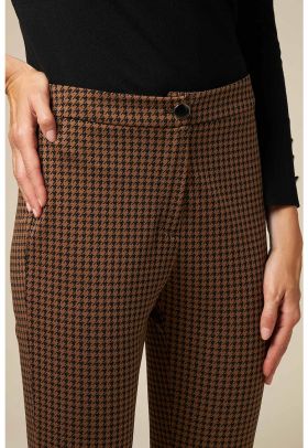 Pantaloni crop cu model houndstooth