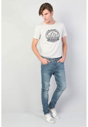 Blugi slim fit cu aspect decolorat