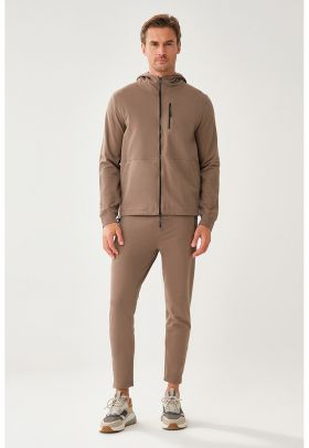 Pantaloni sport crop cu buzunare laterale cu fermoar