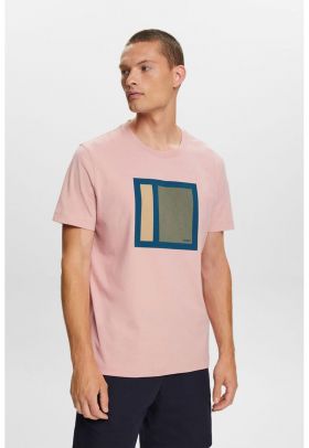 Tricou cu decolteu la baza gatului si imprimeu geometric