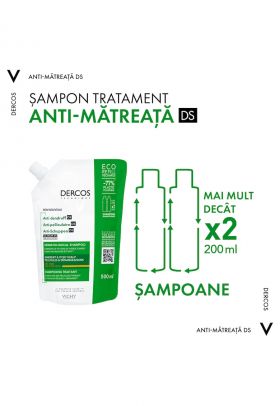 Sampon anti-matreata Dercos pentru par uscat - rezerva eco - 500 ml