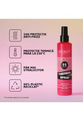 Spray pentru par Thermal Spray 11 - ofera protectie termica pana la 230 C - adauga stralucire parului - efect anti-frizz - 250 ml