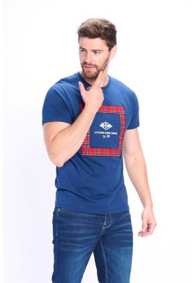 Tricou de bumbac cu decolteu la baza gatului