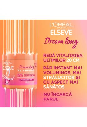 Masca pentru parul lung - deteriorat - Elseve Dream Long - XXL Fiber Mask - 400 ml