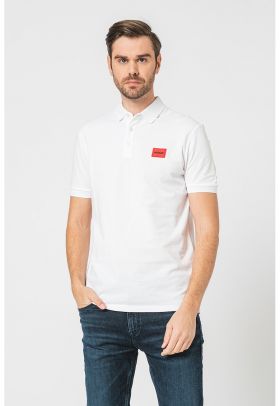 Tricou polo slim fit cu aplicatie logo Dereso