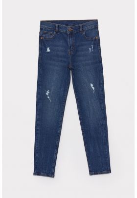 Blugi super skinny cu aspect deteriorat