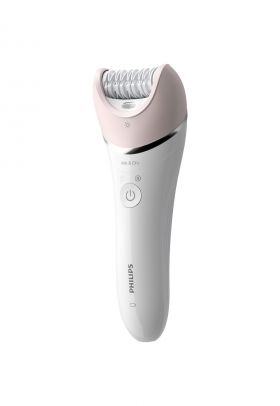 Epilator umed și uscat Seria 8000 BRE721/00 - 8 accesorii - 32 pensete - utilizare fara fir - 2 setari viteza - opti-light - discuri ceramice - Argintiu