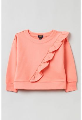 Bluza de trening cu decolteu la baza gatului si volane