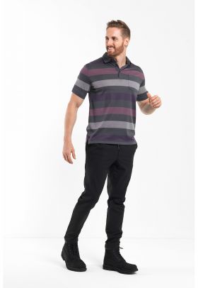 Tricou polo regular fit cu model in dungi