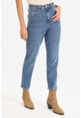 Blugi mom fit cu talie inalta