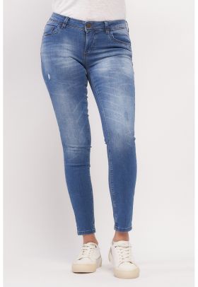 Blugi skinny cu aspect decolorat