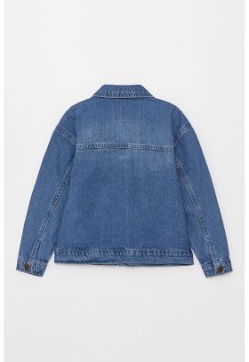 Jacheta de denim cu detalii cu aspect deteriorat
