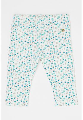 Pantaloni cu model floral si talie elastica