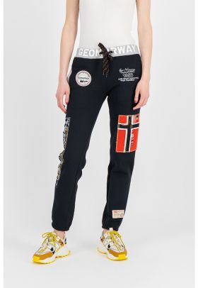 Pantaloni sport cu aplicatii logo Myer