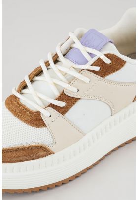 Pantofi sport cu talpa wedge si garnituri din piele intoarsa