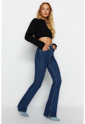 Blugi cu croiala bootcut si model cu 5 buzunare