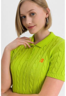 Tricou polo cu model torsade Aracely