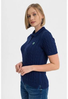 Tricou polo cu model torsade Aracely