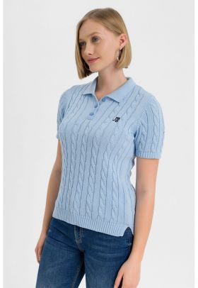 Tricou polo cu model torsade Aracely