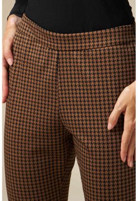 Pantaloni evazati cu imprimeu houndstooth