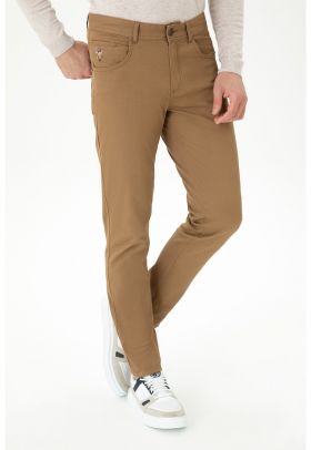 Pantaloni slim fit cu logo brodat