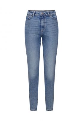 Blugi mom-fit cu talie inalta