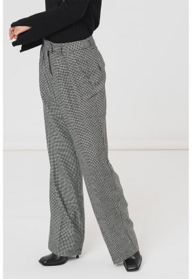 Pantaloni din amestec de lana cu imprimeu houndstooth