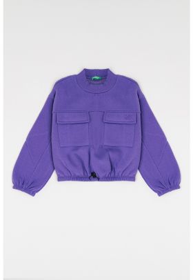 Bluza de trening cu buzunare cu clapa pe piept