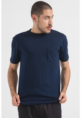 Tricou cu decolteu la baza gatului si buzunar pe piept