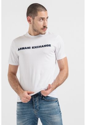 Tricou cu decolteu la baza gatului si imprimeu logo