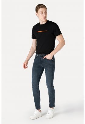 Blugi skinny cu aspect decolorat