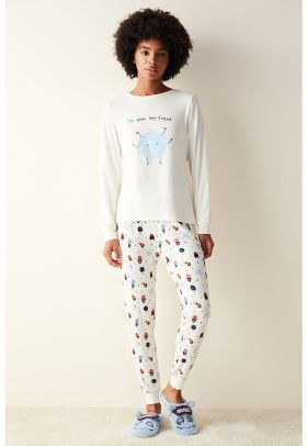 Bluza de pijama cu imprimeu grafic