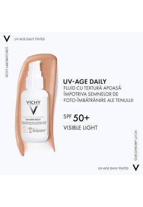 Fluid colorat SPF 50+ cu actiune impotriva foto-imbatranirii tenului - nuanta deschisa-medie CAPITAL SOLEIL UV AGE - 40 ml