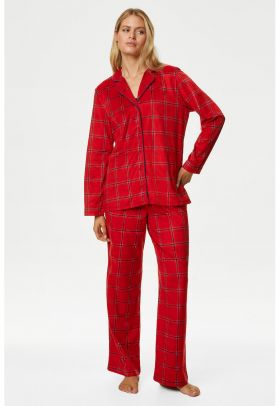 Pijama in carouri cu pantaloni lungi
