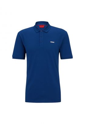 HUGO - Tricou polo din pique cu logo