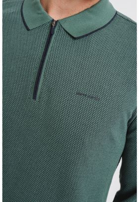 Bluza polo cu fenta cu fermoar